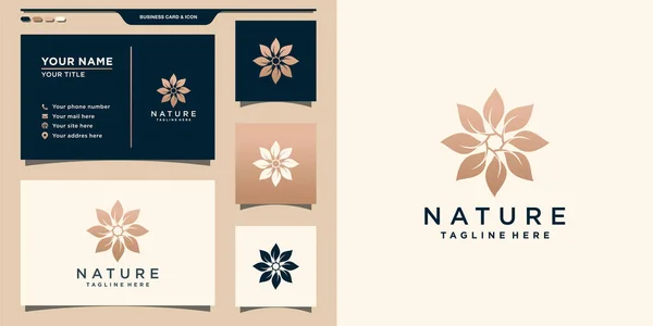 Natur Florales Logo Und Visitenkartendesign Minimalistische Und Elegante Logovorlage Premium — Stockvektor