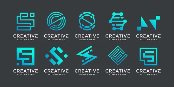 Conjunto Monograma Inicial Letra Modelo Design Logotipo Ícones Para Negócios — Vetor de Stock