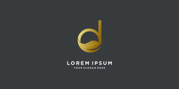 Monogram Logo Initial Letter Gradient Style Golden Color Leaf Part — Stock Vector