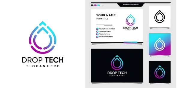 Drop Tech Logo Mit Glühbirnenkonzept Und Visitenkartendesign Premium Vector — Stockvektor