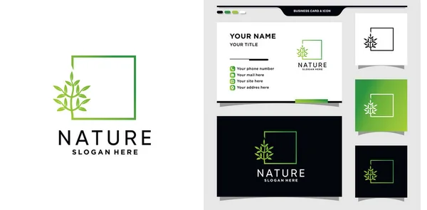 Proste Eleganckie Logo Natury Kwadratową Koncepcją Projektowaniem Wizytówek Premium Vector — Wektor stockowy