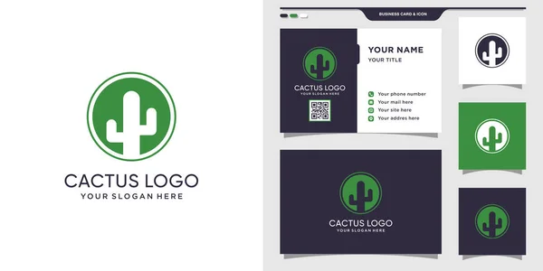 Logo Cactus Avec Concept Cercle Design Carte Visite Modèle Conception — Image vectorielle