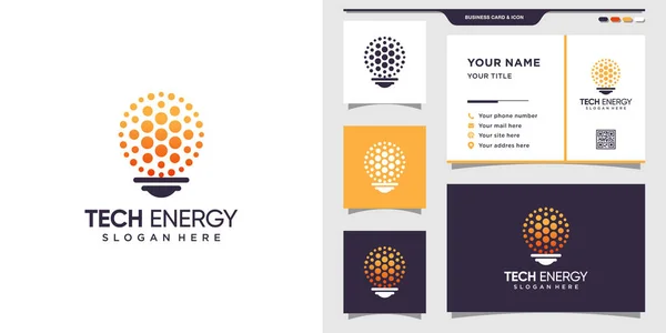 Логотип Энергии Технологии Стилем Лампочки Дизайном Визитной Карточки Premium Vector — стоковый вектор
