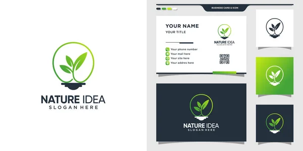 Logotipo Natureza Combinado Com Estilo Lâmpada Idéia Natureza Logotipo Design — Vetor de Stock