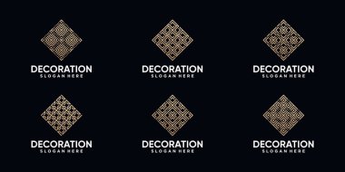 Doğrusal şekilli dekorasyon logosu dizaynı. Yaratıcı konseptli zarif dekorasyon logosu şablonu