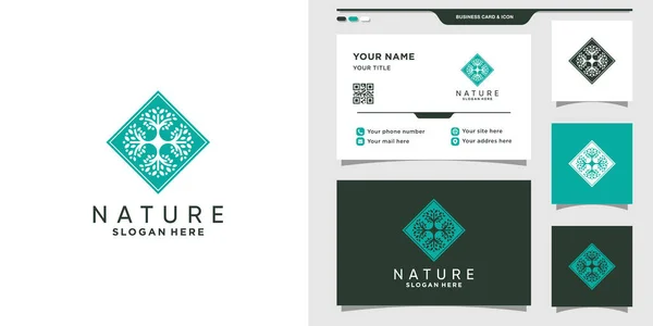 Logotipo Natureza Abstrata Com Conceito Criativo Design Cartão Visita Premium — Vetor de Stock