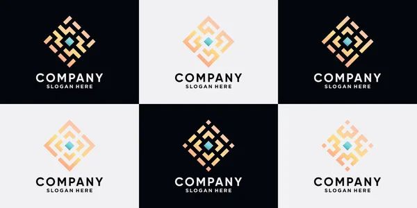 Conjunto Design Logotipo Criativo Para Empresa Negócios Com Conceito Moderno —  Vetores de Stock