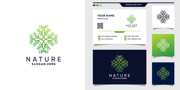 Abstract Nature Logo Line Art Style Business Card Design — Stock Vector