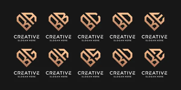 Conjunto Diseño Logotipo Monograma Inicial Letra Combinado Con Otro Concepto — Vector de stock