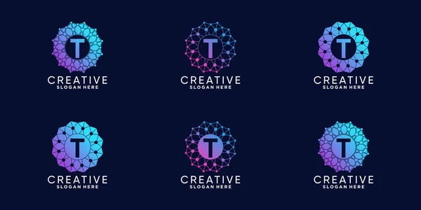 Conjunto Design Logotipo Monograma Para Tecnologia Letra Inicial Com Arte — Vetor de Stock