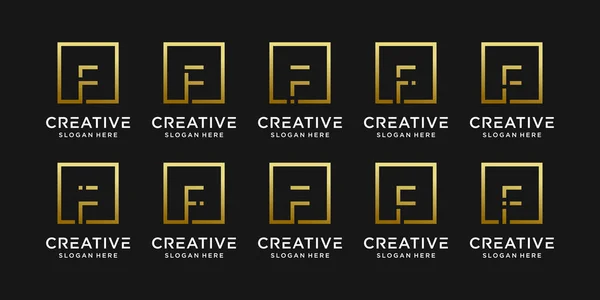 Conjunto Monograma Criativo Logotipo Projeto Letra Inicial Com Estilo Quadrado — Vetor de Stock