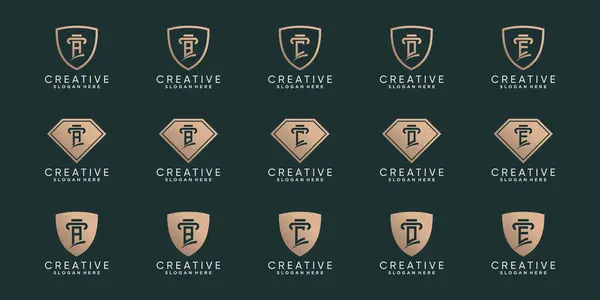 Ensemble Logo Créatif Monogramme Logo Conception Lettre Initiale Avec Line — Image vectorielle