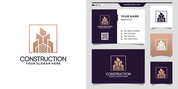 コンセプトとビジネスカードデザインのプレミアムベクターによる建設ロゴデザインのインスピレーション — ストックベクタ
