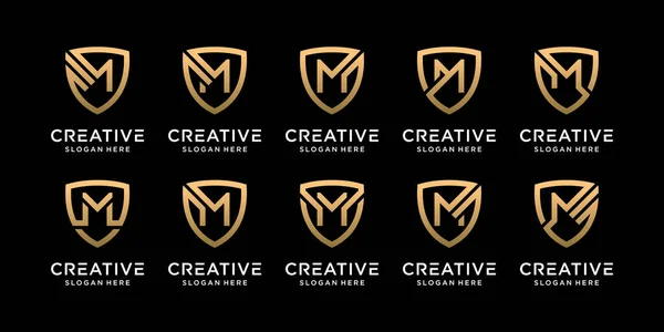 Set Bundle Monograma Escudo Logotipo Projeto Letra Inicial Com Estilo — Vetor de Stock