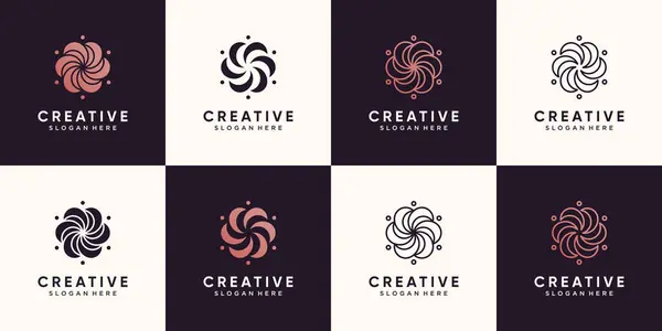 Set Bundle Design Logotipo Beleza Floral Para Salão Beleza Spa — Vetor de Stock