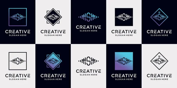 Set Bundle Musique Logo Design Collection Lettre Initiale Avec Concept — Image vectorielle