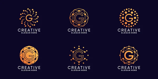 Definir Pacote Monograma Logotipo Design Tecnologia Inicial Letra Com Arte — Vetor de Stock