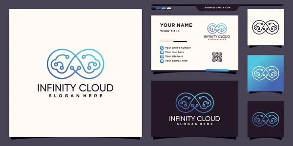 Símbolo Infinito Tecnología Logotipo Nube Con Estilo Lineal Diseño Tarjetas — Archivo Imágenes Vectoriales