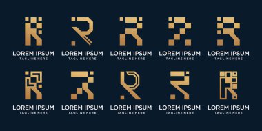 Monogram logo tasarımı demetini yaratıcı kavram Premium Vektörü ile ilk harf r ile ayarla