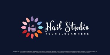 Nail stüdyo logosu tasarımı benzersiz bir konsept olan Premium Vektör