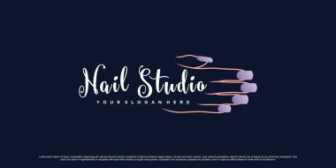 Modern konsept Premium Vektör ile yaratıcı tırnak stüdyosu logo tasarımı şablonu