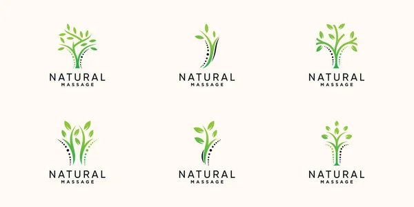 Set Bundle Chiropractic Natural Massage Logo Creative Modern Concept Premium — Stock Vector