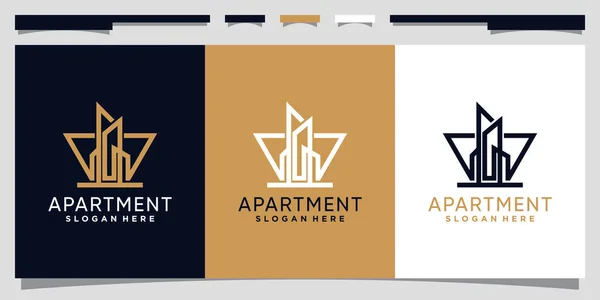 Modèle Conception Logo Appartement Avec Style Art Ligne Premium Vector — Image vectorielle