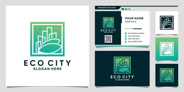 Logo Miasta Eco Negatywną Koncepcją Przestrzeni Projektowaniem Wizytówek Premium Vector — Wektor stockowy