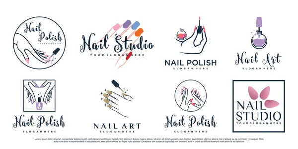 Kadın eli ve yaratıcı konsept Premium Vektör ile oje güzellik salonu