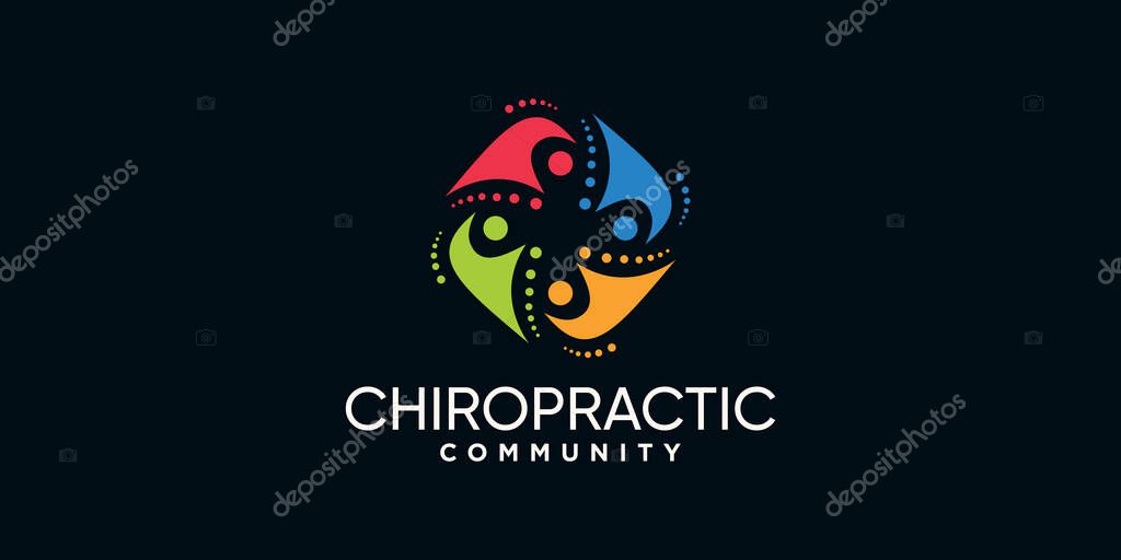 Creative chiropractic and community logo design template with unique concept Premium Vector