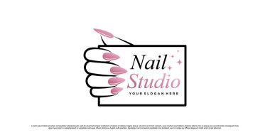 Benzersiz modern konsept Premium Vector ile güzellik salonu için oje ya da oje stüdyosu logosu tasarımı