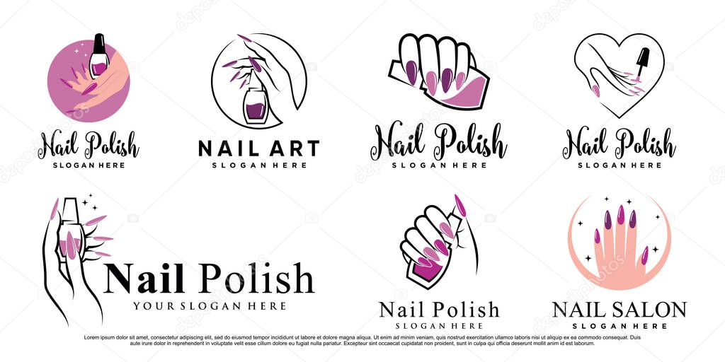 Set of nail logo template with unique concept Premium Vector