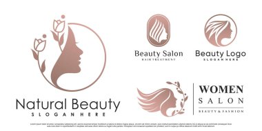 Yaratıcı element Premium Vector ile kuaför salonu için soyut doğal güzellik logosu dizaynı