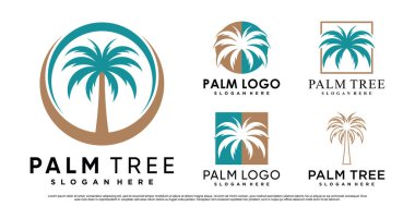 Yaratıcı element Premium Vektörü ile palmiye logosu tasarımı örneklemesini ayarla