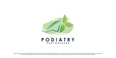 Ayak bileği konsepti ve yaprak vektörü içeren doğal ayak masajı için pediatri logosu tasarımı