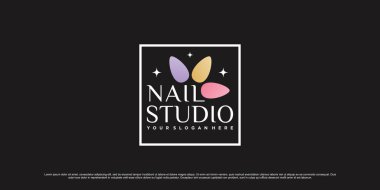 Çivi stüdyosu logo tasarımı benzersiz konsept Premium Vector ile güzellik salonu için çizim