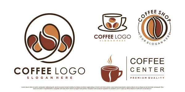 Kahve ikonu set logosu ve kafe logosu yaratıcı element Premium Vector ile ilham kaynağı 