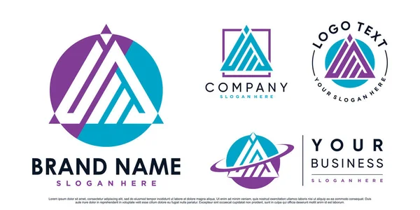 Conjunto Letras Triangulares Logo Inspiración Diseño Para Negocios Con Elemento — Vector de stock