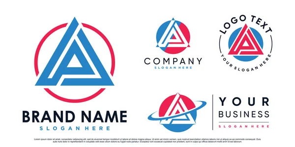 Conjunto Letras Triangulares Logo Inspiración Diseño Para Negocios Con Elemento — Vector de stock