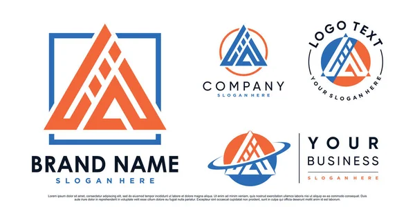 Sada Trojúhelníkového Písmene Logo Design Inspirace Pro Obchod Kreativním Prvkem — Stockový vektor