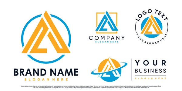 Набір Трикутної Літери Логотип Дизайну Натхнення Бізнесу Творчим Елементом Преміум — стоковий вектор