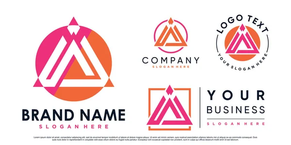 Sada Trojúhelníkového Písmene Logo Design Inspirace Pro Obchod Kreativním Prvkem — Stockový vektor