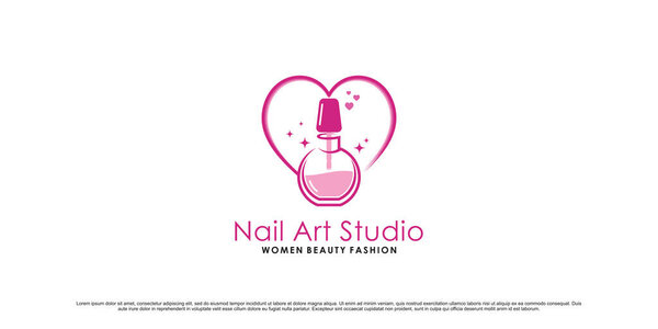 Nail art studio logo design illustration for women beauty with unique concept Premium Vector