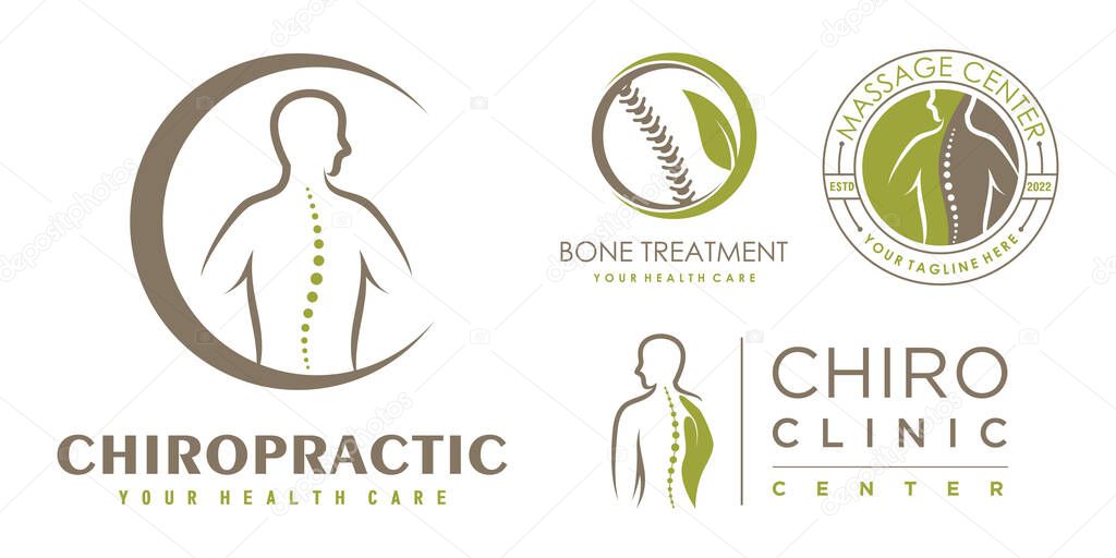 Chiropractic icon set logo design collection for massage teraphy with unique concept Premium Vector