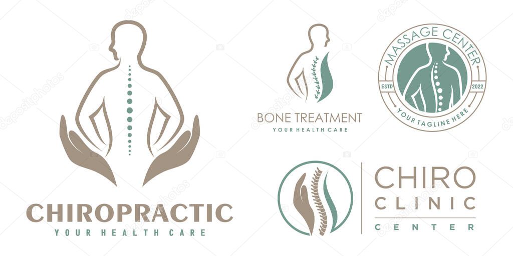 Chiropractic icon set logo design collection for massage teraphy with unique concept Premium Vector