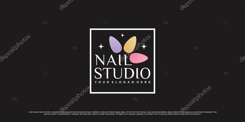Nail studio logo design illustration for nail beauty salon with unique concept Premium Vector