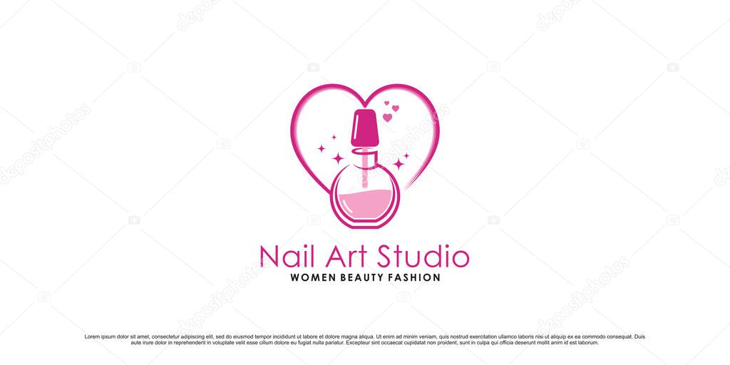 Nail art studio logo design illustration for women beauty with unique concept Premium Vector