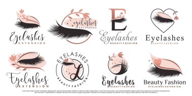 Yaratıcı element Premium Vector ile güzellik modası için kirpik uzatma logosu koleksiyonu
