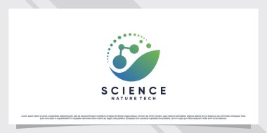 Science molecule logo design for bio technology with leaf and shape concept Premium Vector clipart