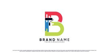 Boya simgesi logo tasarımı paten ögesi ve yaratıcı konsept Premium Vektörü ile ilk harf b